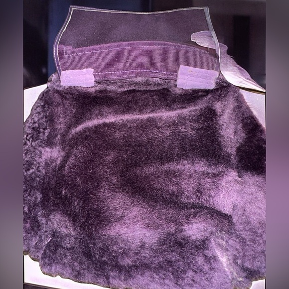 GUC Authentic Chanel 2000s Purple Shearling Mini Logo Bag with Dustbag & Cards - Picture 14 of 16